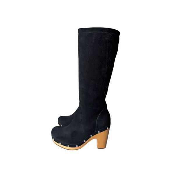 UGG Rumer Tall Black Suede Heeled Boot Size 6 - Picture 2 of 9